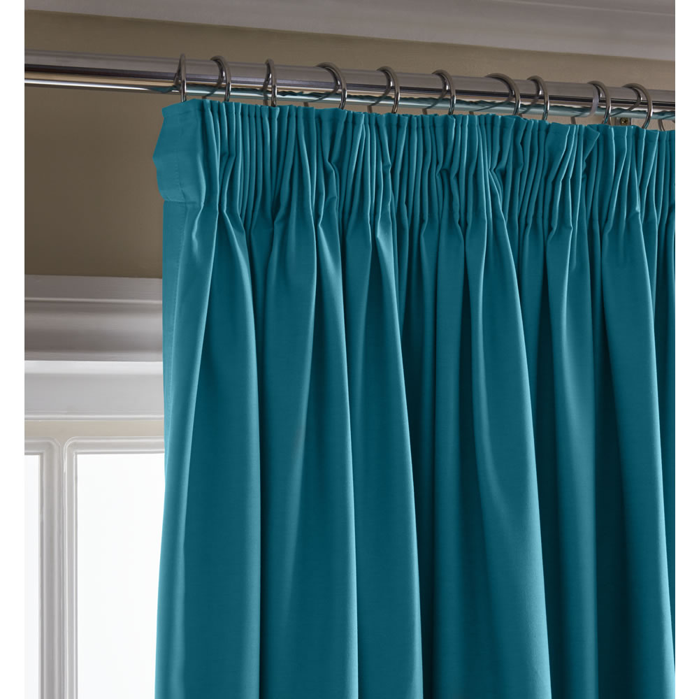 Wilko Teal Thermal Blackout Pencil Pleat Curtains 167 W x 137cm D Image 2