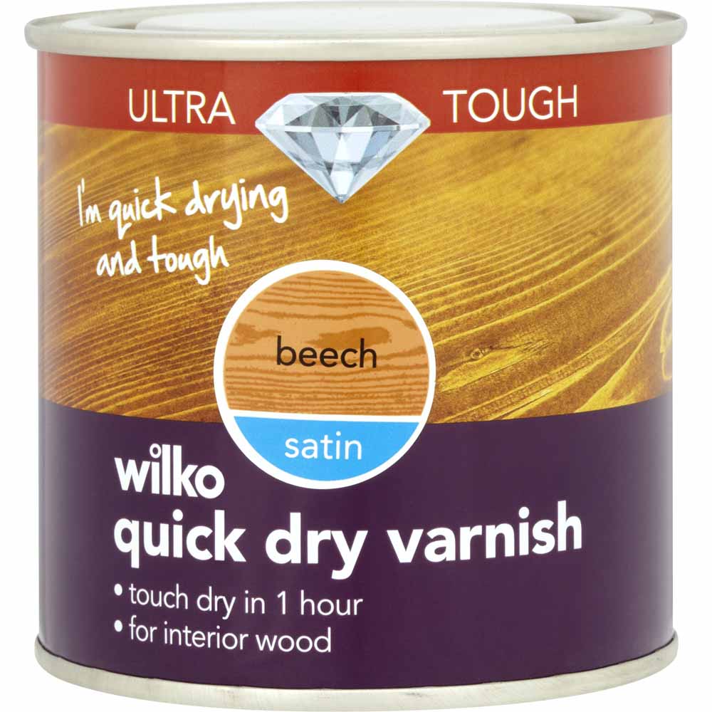 Wilko Ultra Tough Quick Dry Varnish Beech 250ml Image 1