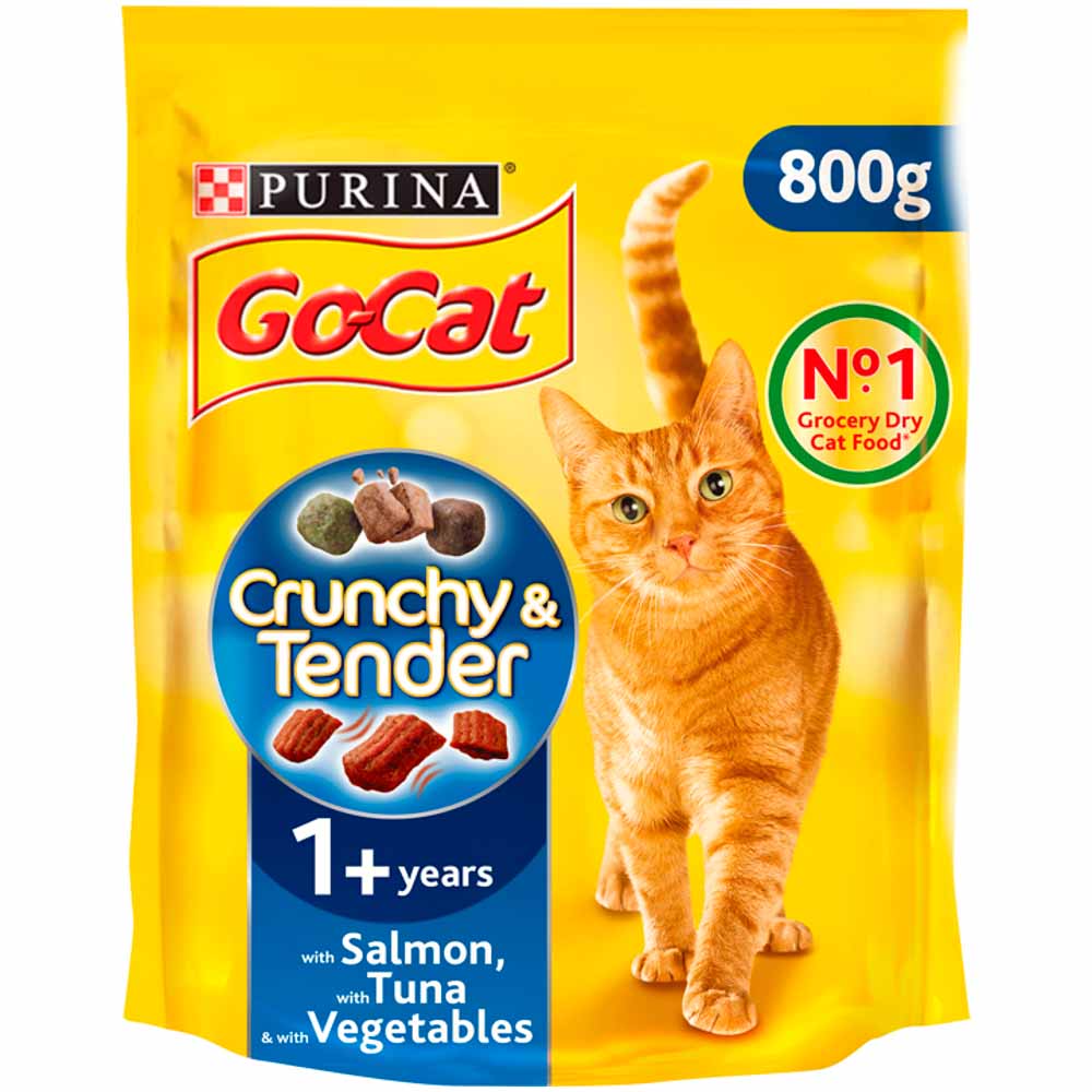 Go-Cat Crunchy and Tender Dry Cat Food Salmon 800g Image 1