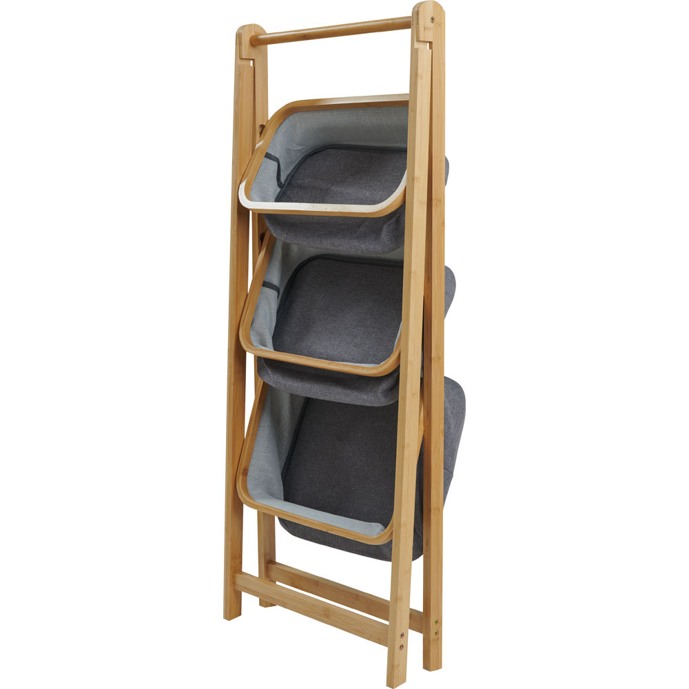 Wilko 3 Tier Bamboo Folding Storage Image 2