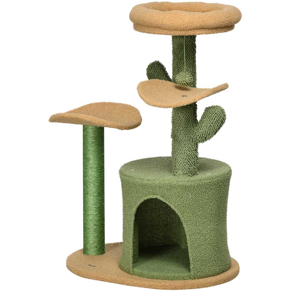 PawHut Green Multi Level Cat Tree with Scratching Post Image 3