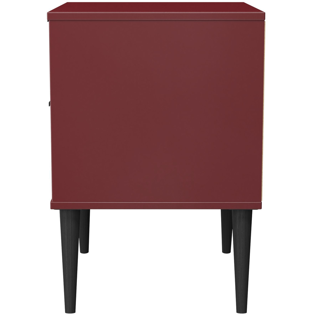 Crowndale Hong Kong 2 Drawer Matt Red and Black Compact Bedside Cabinet Ready Assembled Image 4