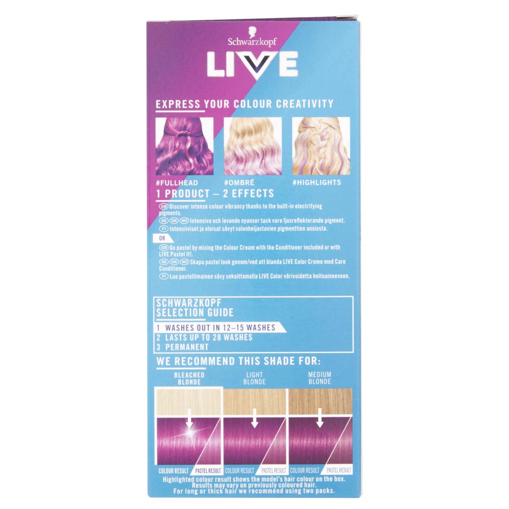 Schwarzkopf LIVE Ultra Brights or Pastel Purple Punk 094 Semi-Permanent Hair Dye Image 4