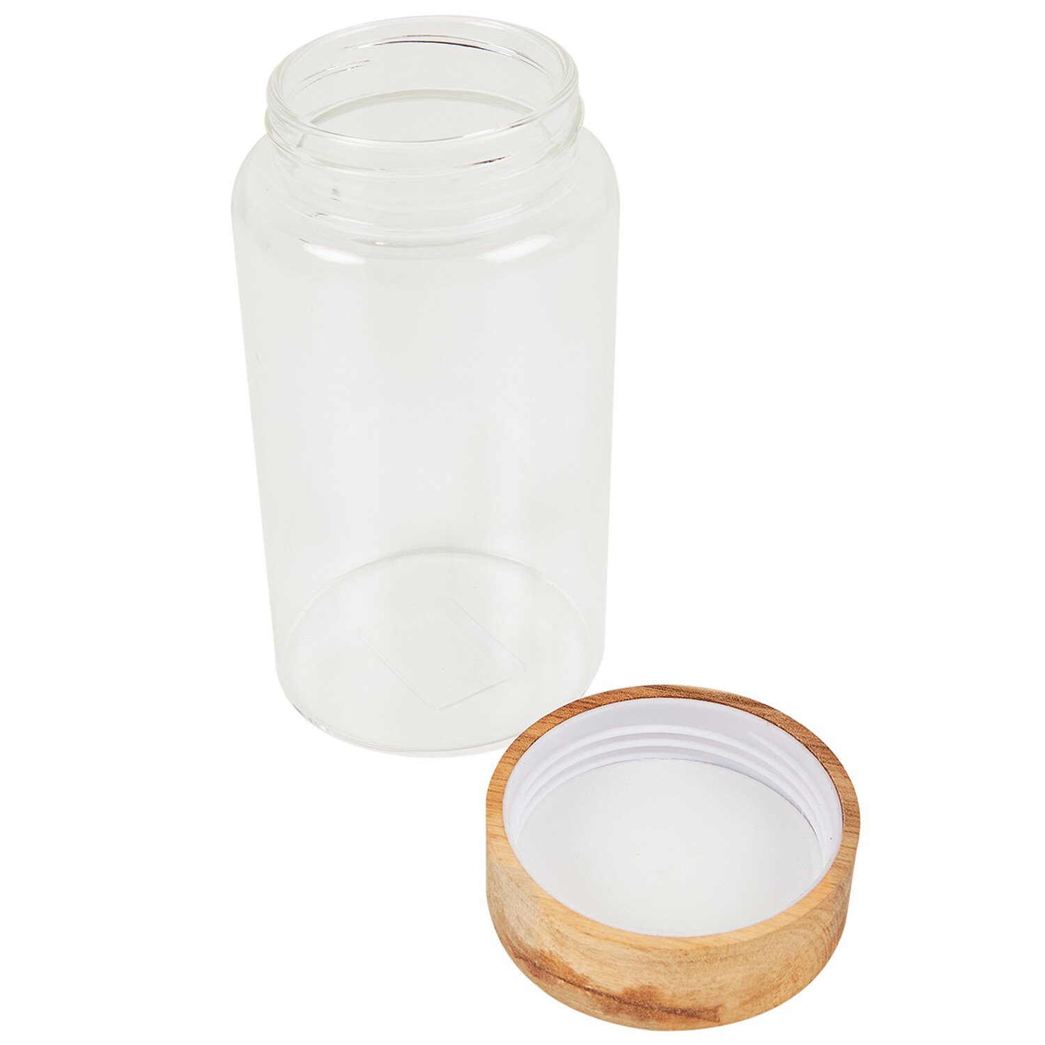 Tall Glass Jar with Acacia Lid - Clear / 16cm Image 3