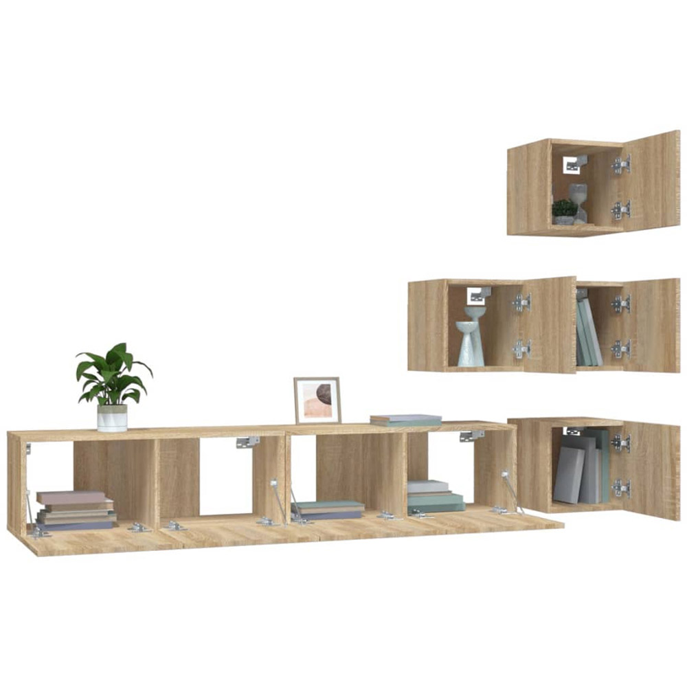 vidaXL 6 Piece Sonoma Oak Wall Mounted TV Cabinet Set Image 4