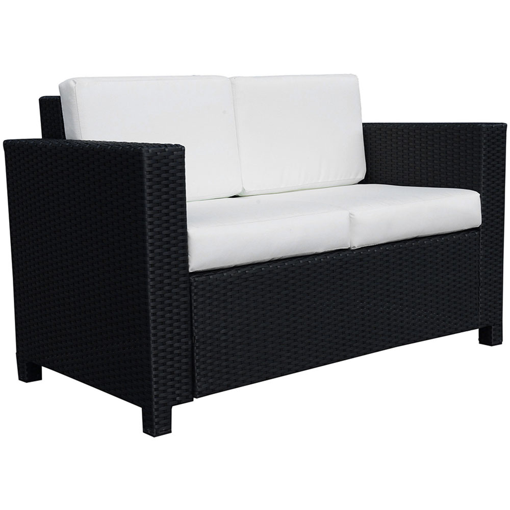 Outsunny 2 Seater Black Wicker Garden Sofa Image 2