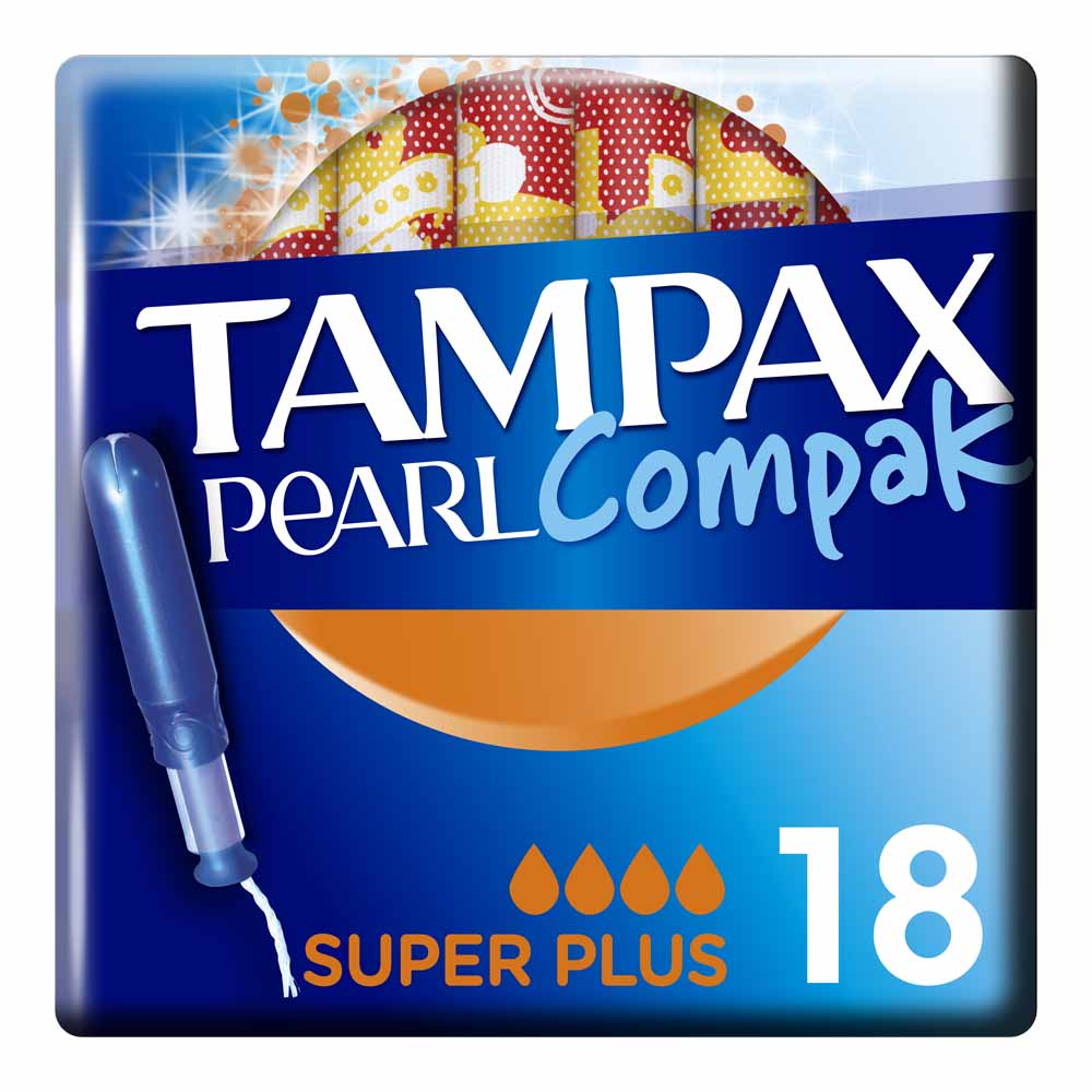 Tampax Compak Pearl Super Plus Tampons 18 pack Image 1