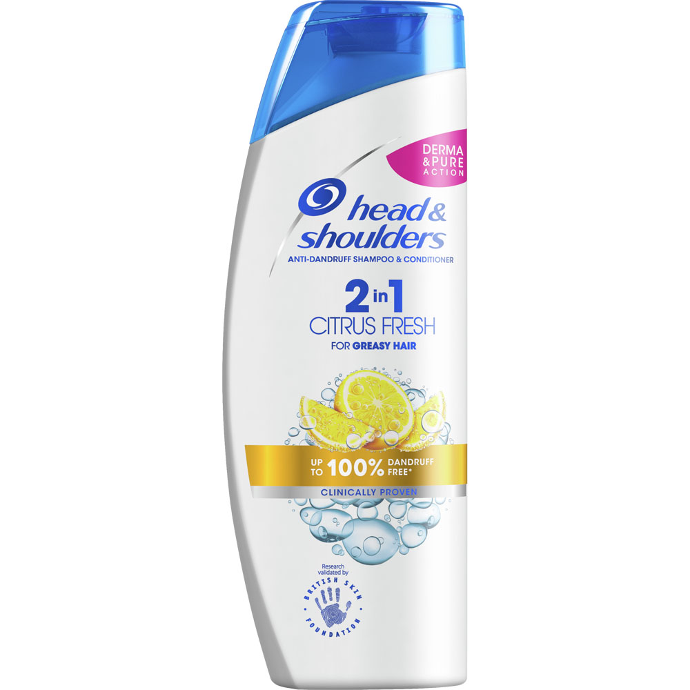 Head and Shoulders Citrus Fresh 2 in 1 Anti Dandruff Shampoo and Conditioner 400ml Image 1