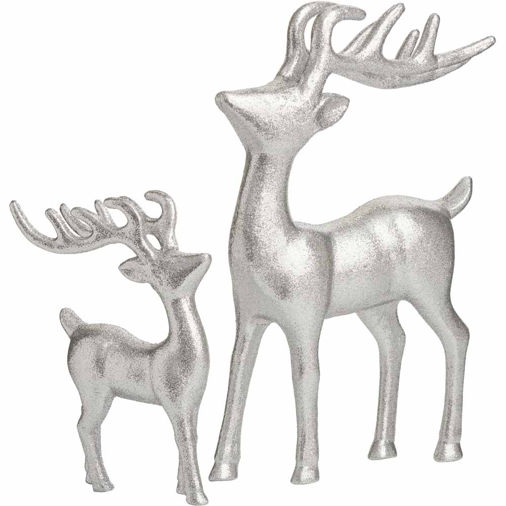 Wilko Magical Modern Glitter Stag Christmas Decoration Small Image 3
