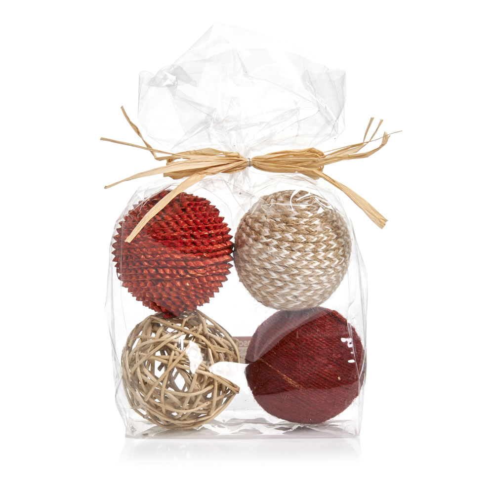 Wilko Red Decorative Balls 4 pack Image