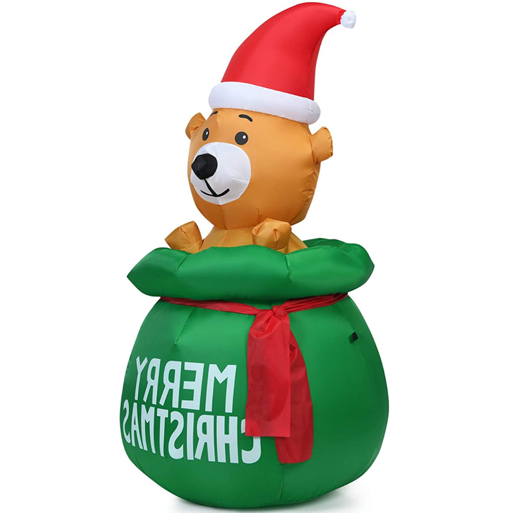 Costway Cute Bear with Santa Hat LED Inflatable Outdoor Christmas Decoration 4.9ft Image 2