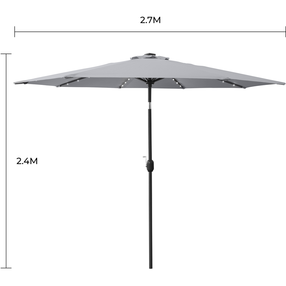 GardenKraft Grey 32 Solar LED Crank and Tilt Parasol 2.7m Image 9