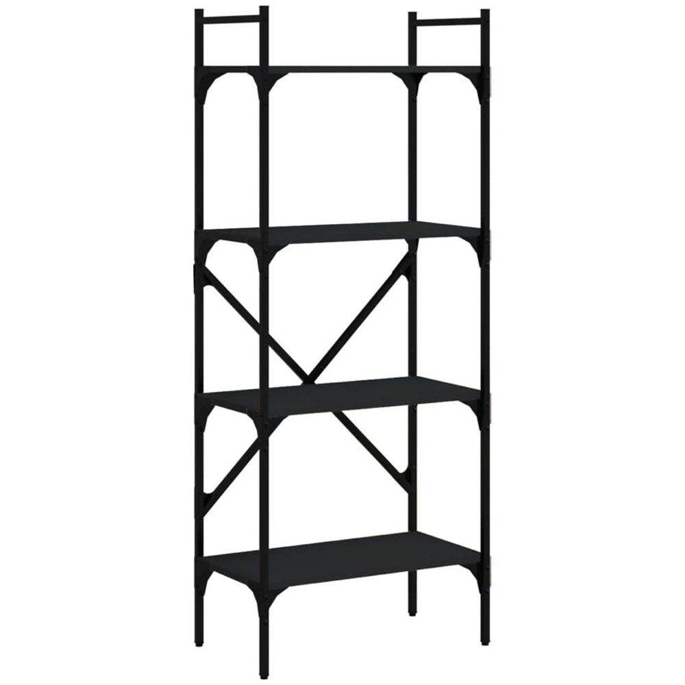 vidaXL 4 Shelf Black Industrial Style Bookcase Image 2