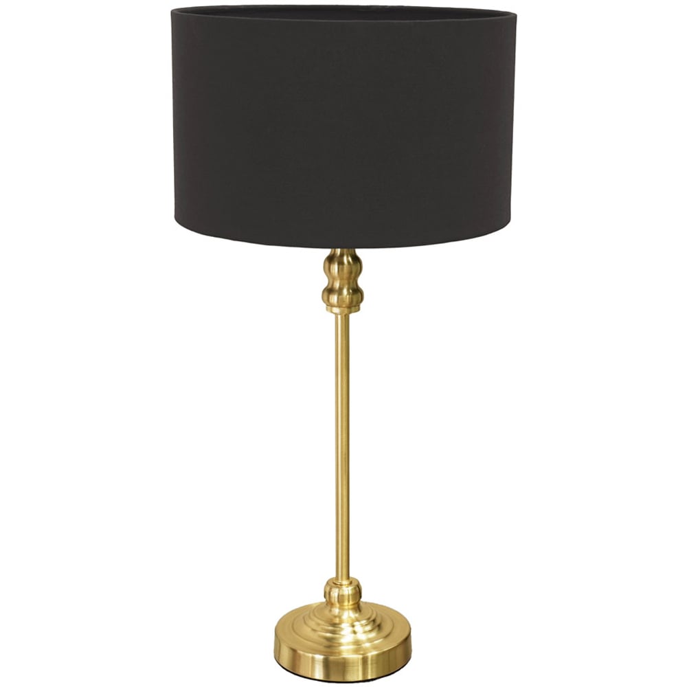 ValueLights Maggie Charcoal and Gold Drum Shade Candlestick LED Table Lamp Image 1