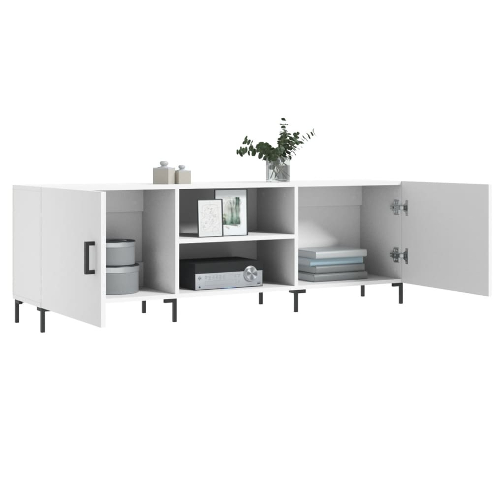 vidaXL 2 Door 2 Shelf White TV Cabinet Image 4