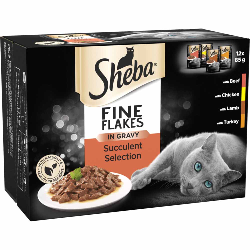 Sheba Fine Flakes Cat Food Pouches Succulent Selection in Gravy 12 x 85g Image 2