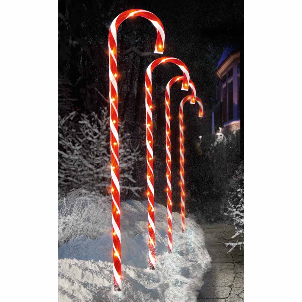 Premier 4 x 62cm Candy Cane Red and White Path Lights Image 3