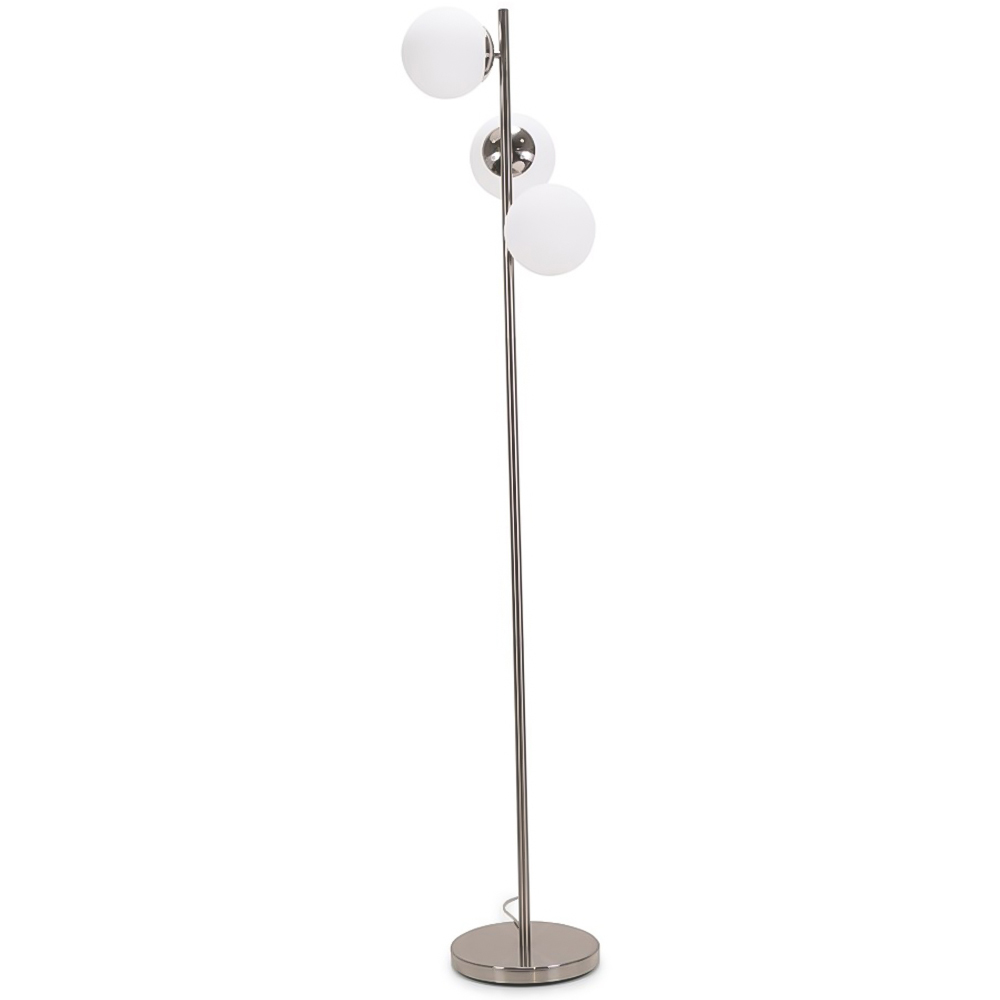 ValueLights Jas 3 Way Frosted White Glass Globe Shade Silver Chrome LED Floor Lamp Image 1