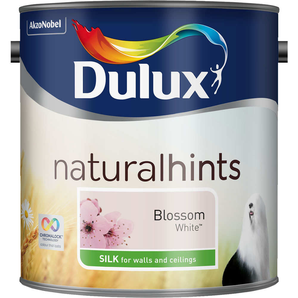 Dulux Blossom White Silk Emulsion Paint 2.5L Image 1