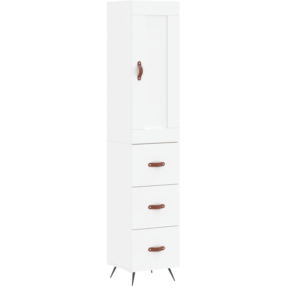 vidaXL Single Door 3 Drawer White Highboard Image 2