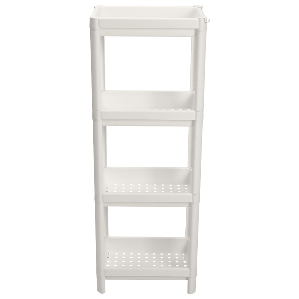 H&O Direct 4 Shelf White Plastic Storage Rack with Drainage Holes Image 3