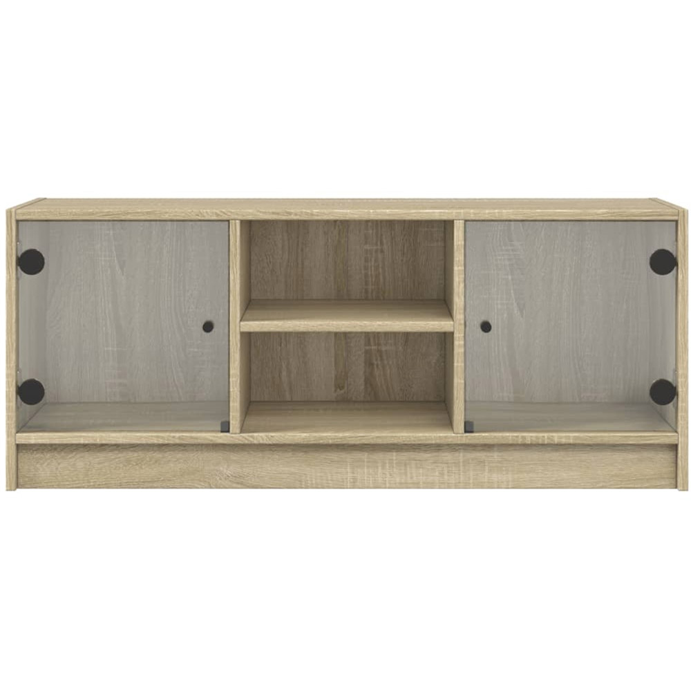 vidaXL 2 Glass Door 2 Open Shelf Sonoma Oak TV Cabinet Image 6