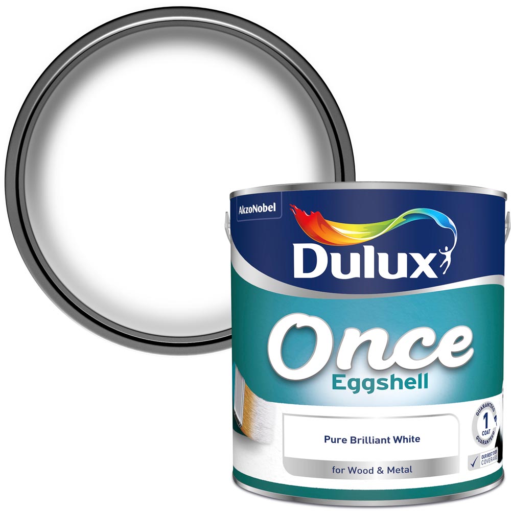 Dulux Once Pure Brilliant White Eggshell Paint 2.5L Image 1