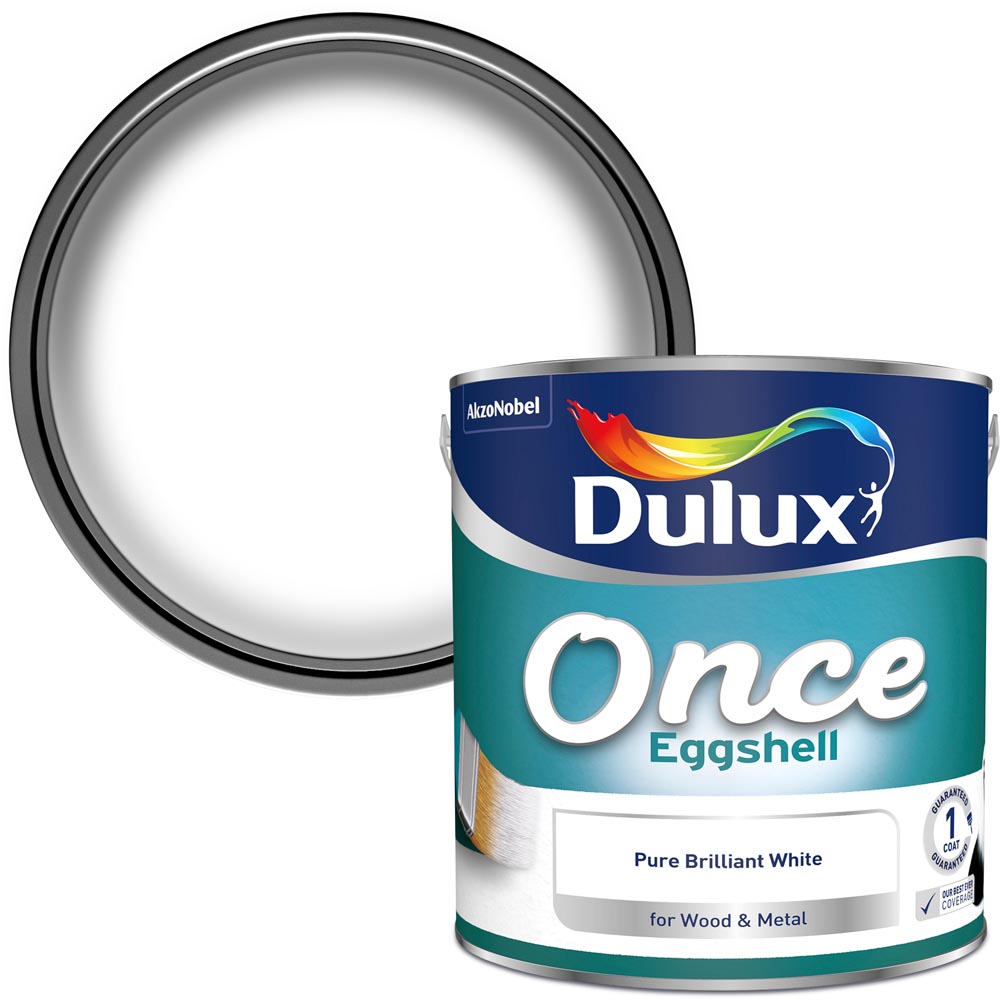 Dulux Once Pure Brilliant White Eggshell Paint 2.5L Wilko