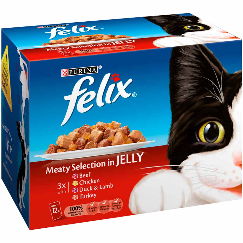 Felix Assorted Meat Selection Cat Food in Jelly 12 x 100g Wilko