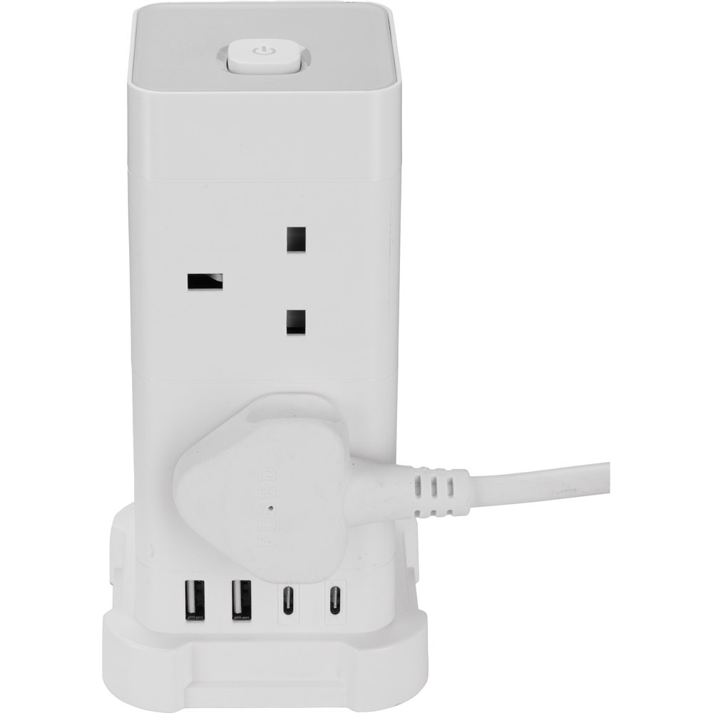 TCP 8 AC Socket Tower Cube Extension Lead with 2 USB-A and 2 USB-C Port Image 2