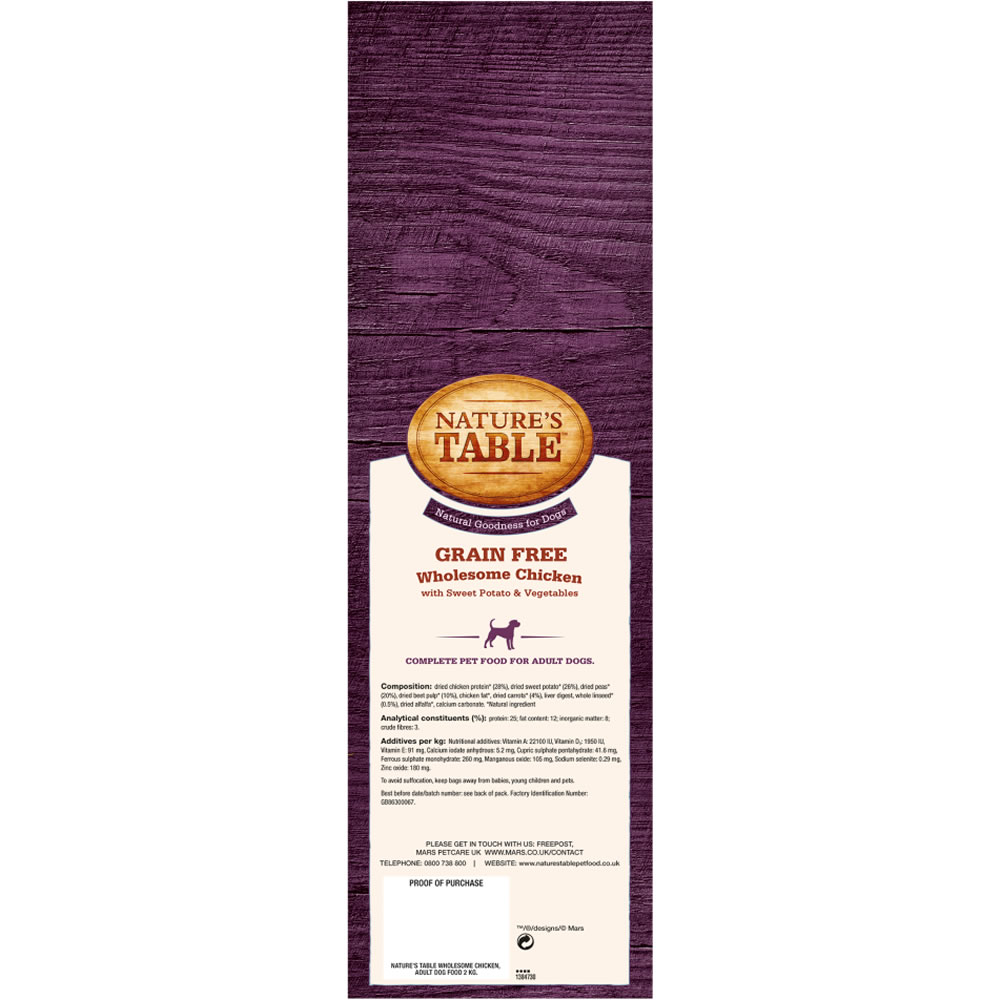 Nature's Table Chicken with Sweet Potato &        Vegetables Grain Free Complete Dog Food 2kg Image 4