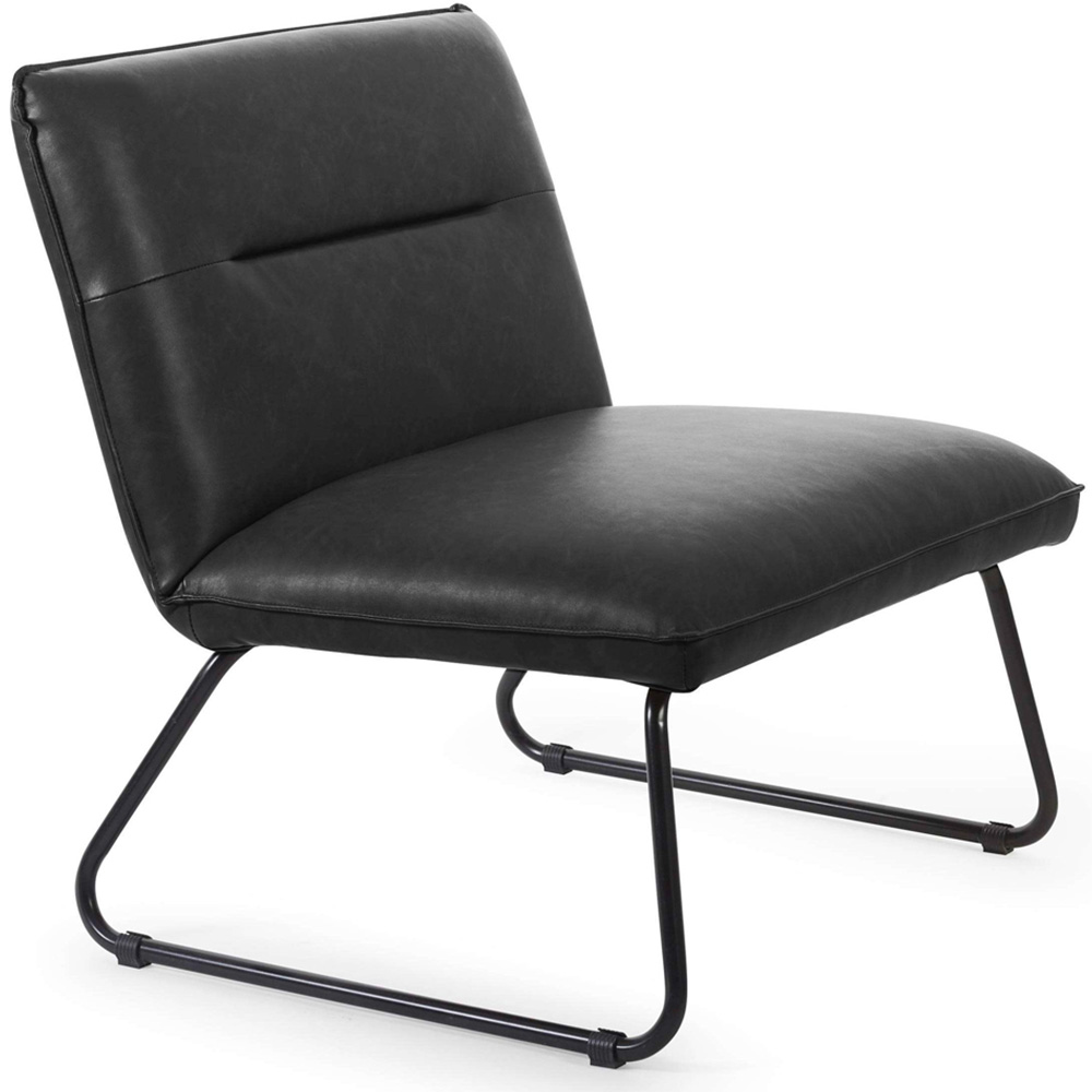 Julian Bowen Saxon Black Faux Leather Lounge Chair Image 2