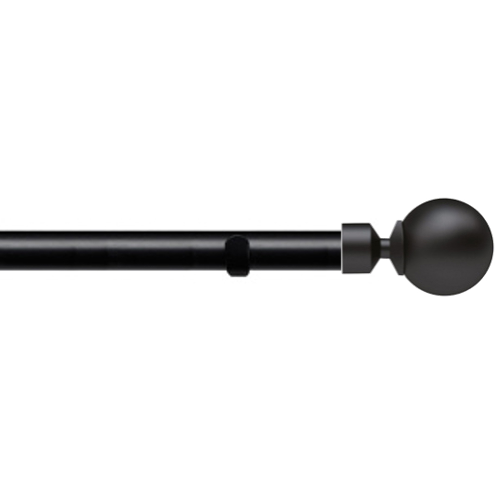New Edge Blinds 370cm Fixed Length Black Metal Eyelet Curtain Pole Set with Met Ball Finial Image 1
