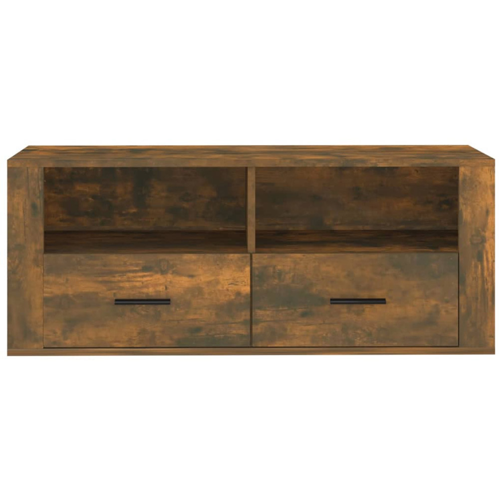 vidaXL 2 Drawer 2 Open Shelf Smoked Oak TV Cabinet with Handles Image 6