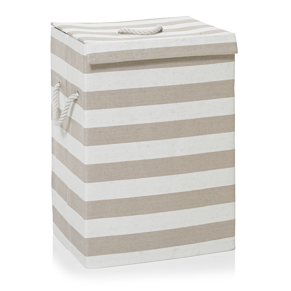 Wilko Laundry Bin Beige Stripe Wilko