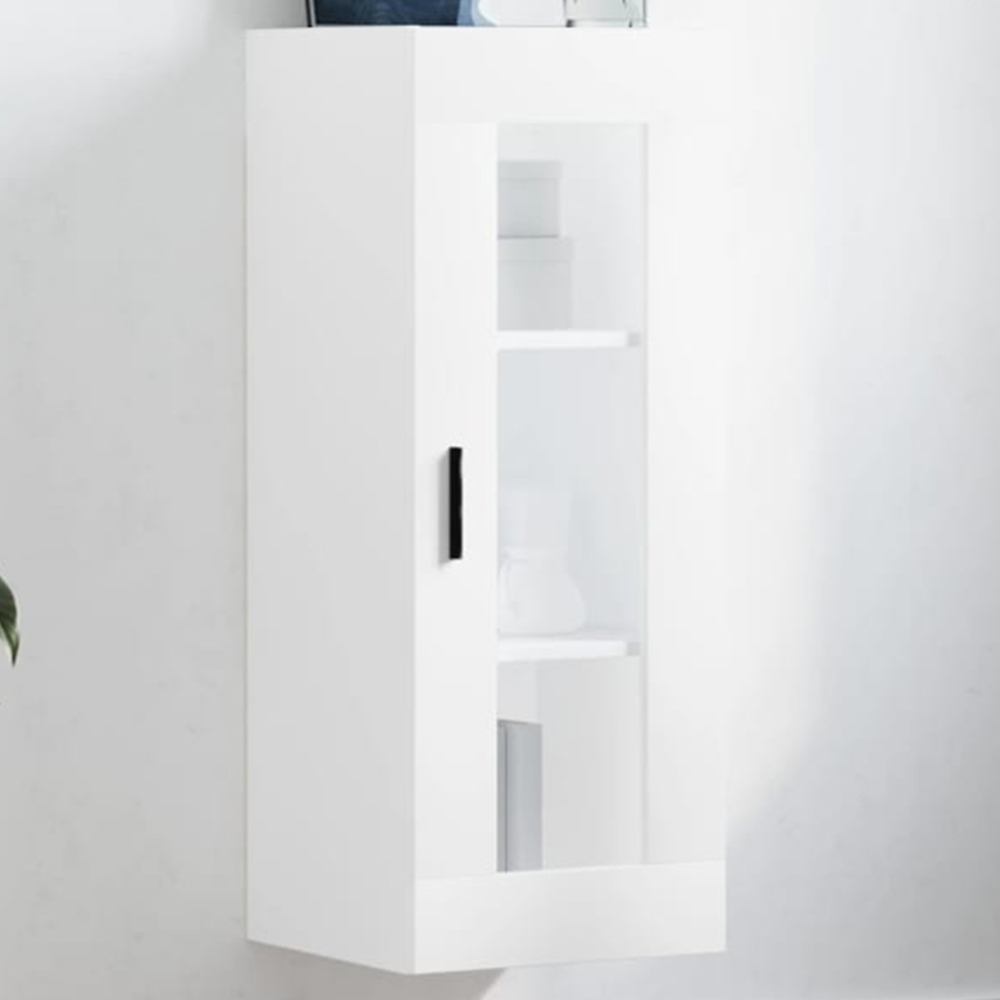 vidaXL Single Door 3 Shelf White Wall Mounted Cabinet Image 1