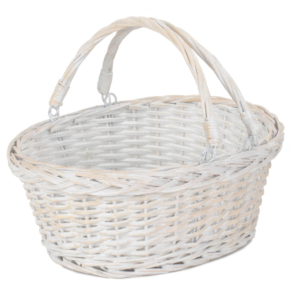 Red Hamper Large White Wicker Shopping Basket Image 1