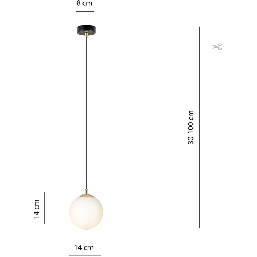 Emibig Royal Single Light White Shade Black and Gold E14 Ceiling Pendant Light Image 9