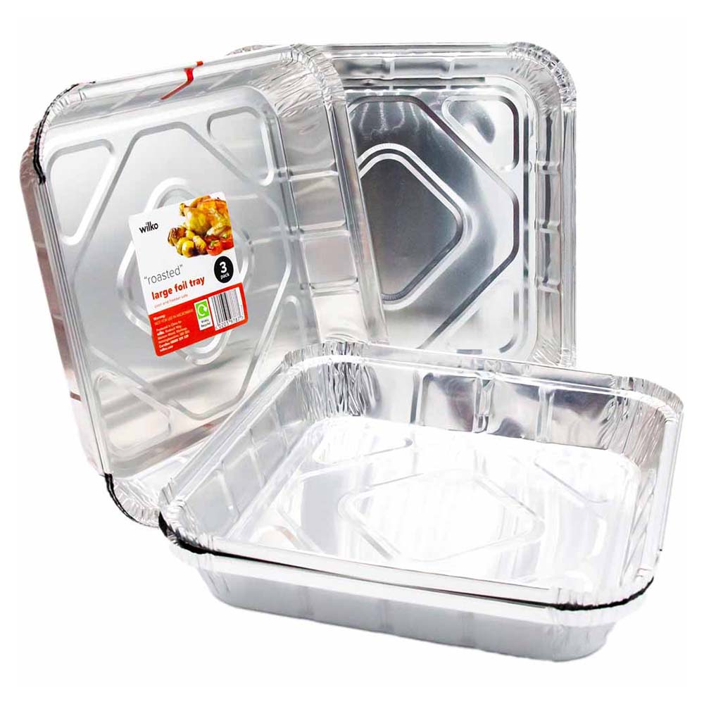 Wilko Large Foil Trays Aluminium 3 Pack Wilko