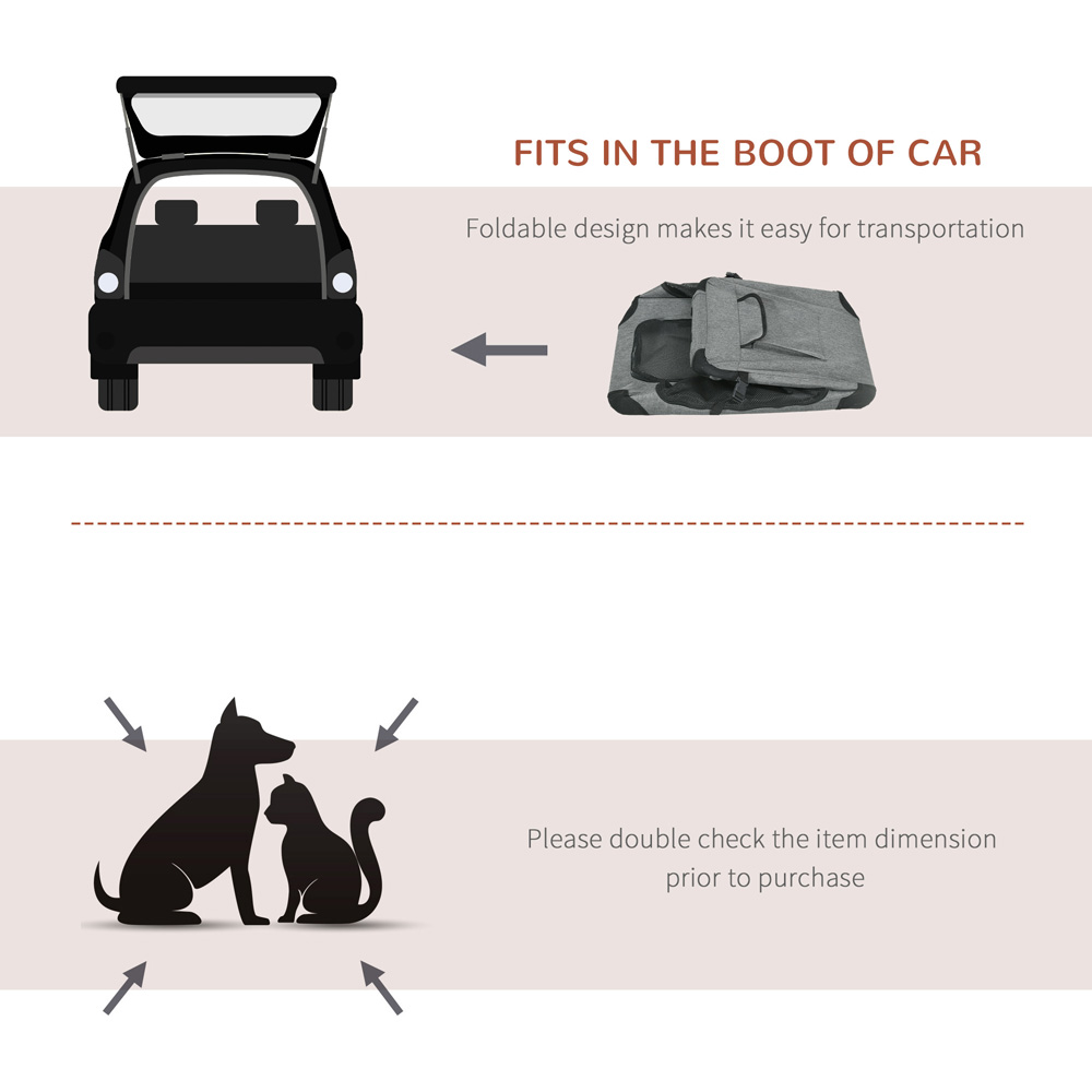 PawHut 60cm Grey Foldable Pet Carrier Bag with Cushion Image 5