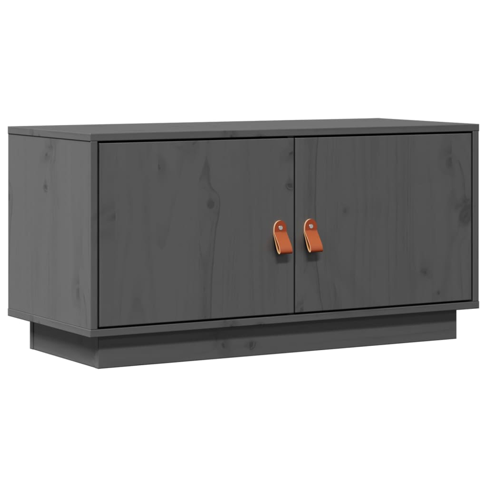 vidaXL 2 Door Grey Solid Pine Wood TV Cabinet Image 2