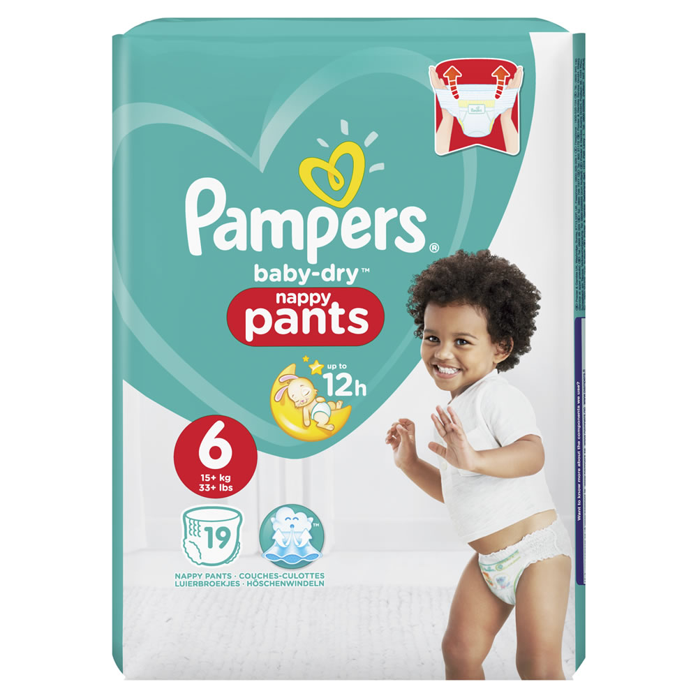 Pampers Baby Dry Nappy Pants Carry Pack Size 6 19pk Image 1