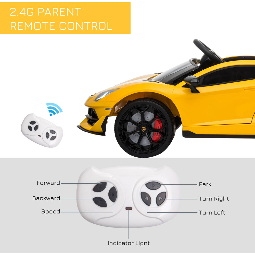 Tommy Toys Lamborghini SVJ Kids Ride On Electric Car Yellow 12V Image 5