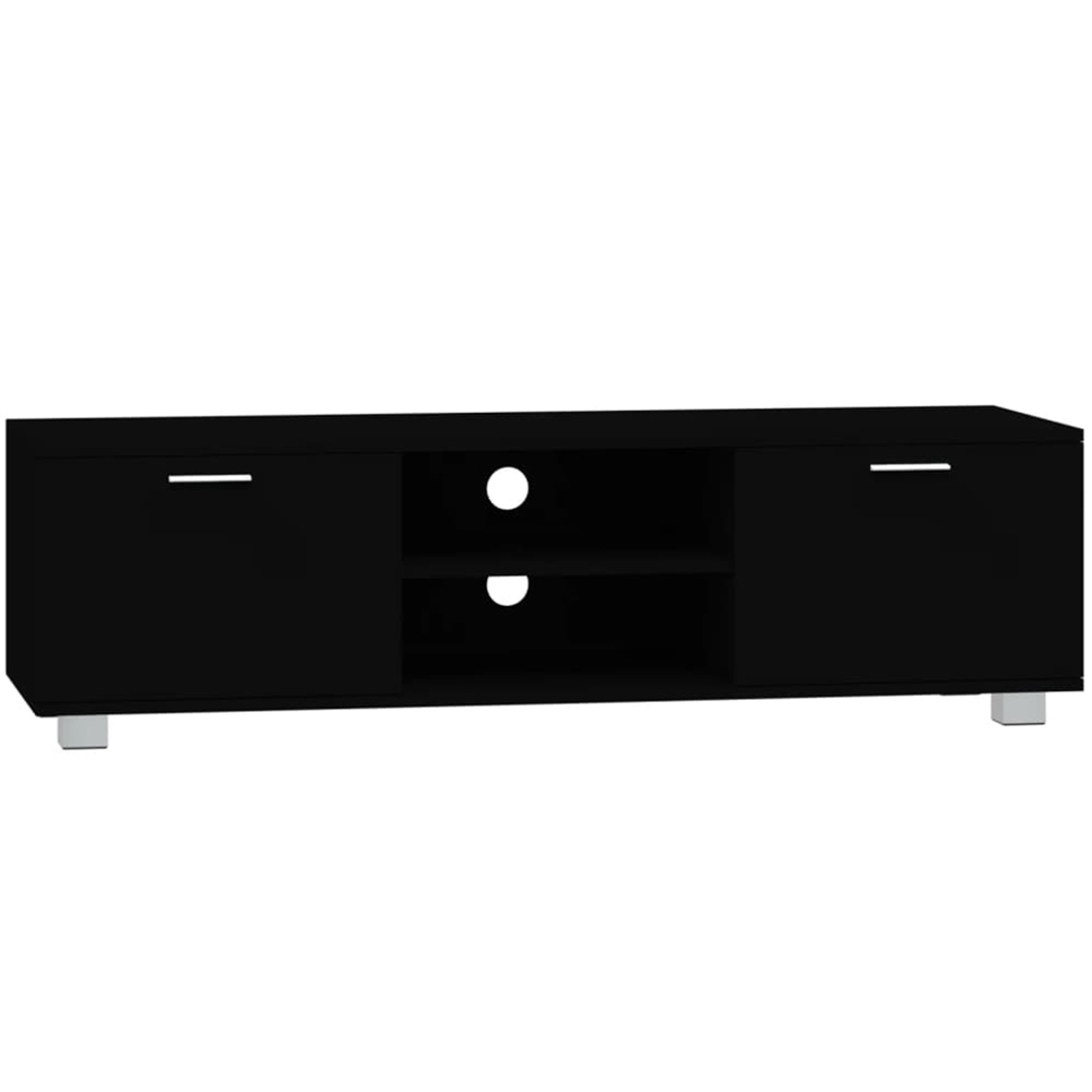 vidaXL 2 Door 2 Shelf Black TV Cabinet Image 2