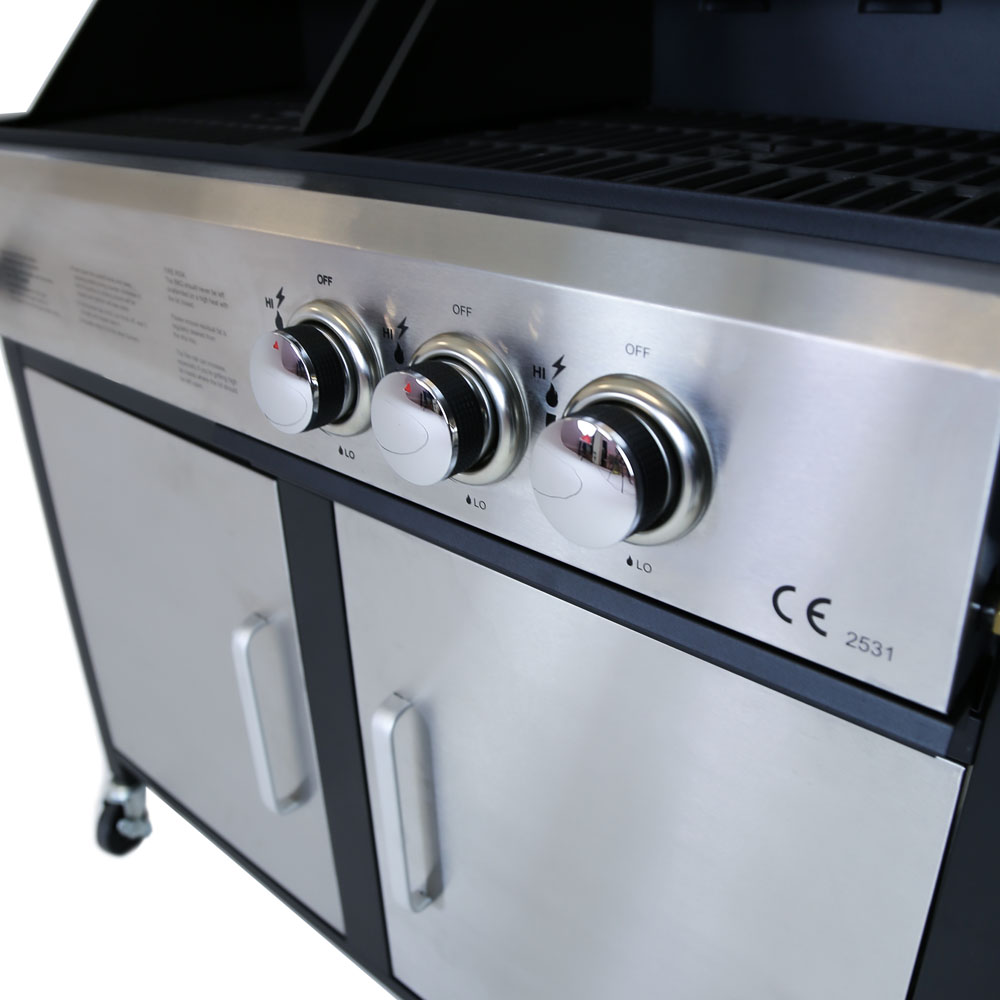 Charles Bentley 2+1 Dual Fuel BBQ Stainless Steel Image 3