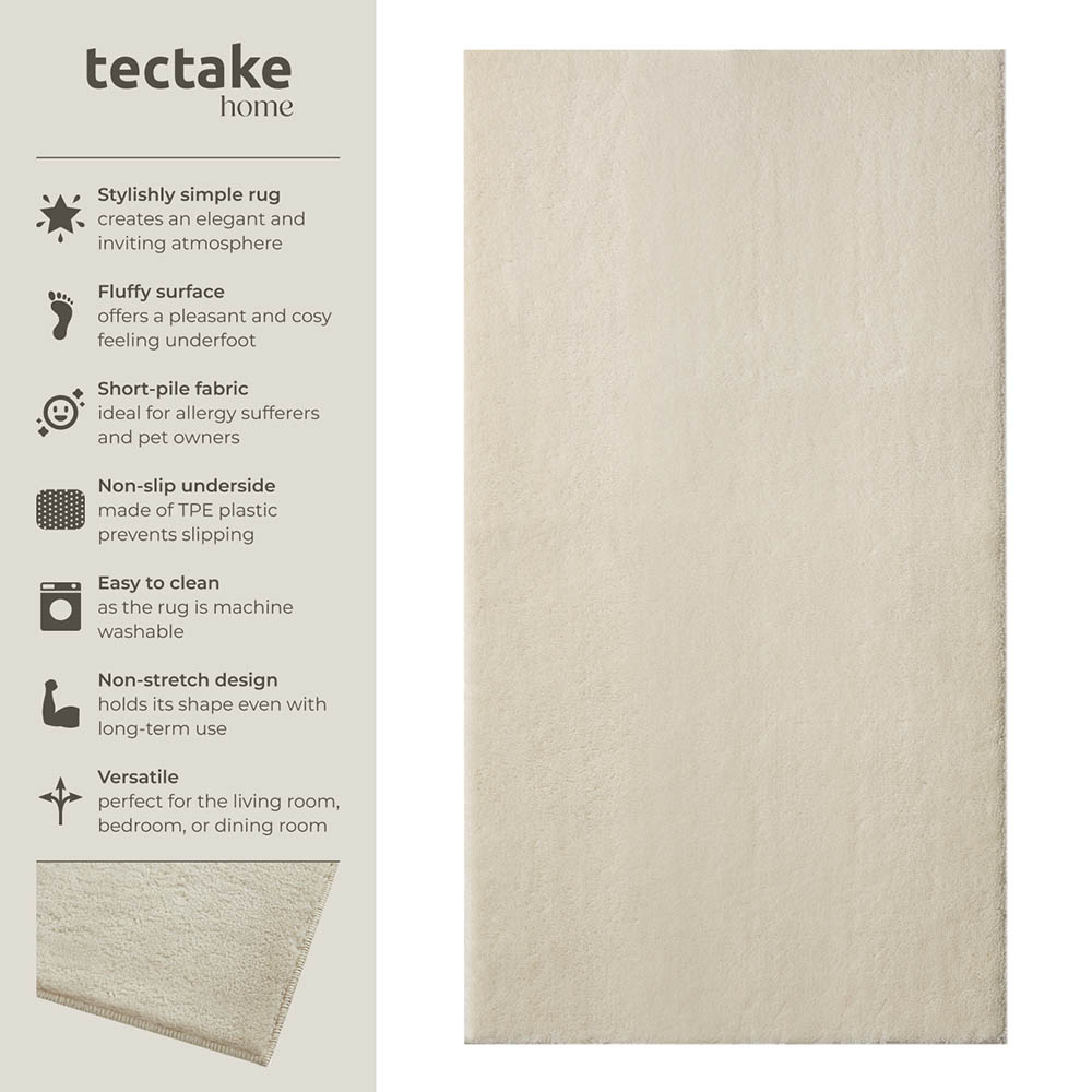 tectake Zonelle Beige Short Pile Ultra Soft Rug 150 x 80cm Image 7