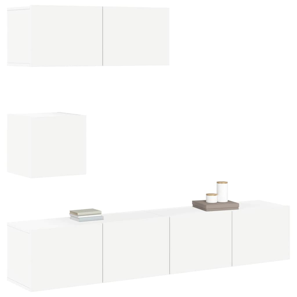 vidaXL 7 Door White TV Cabinet Set of 4 Image 3