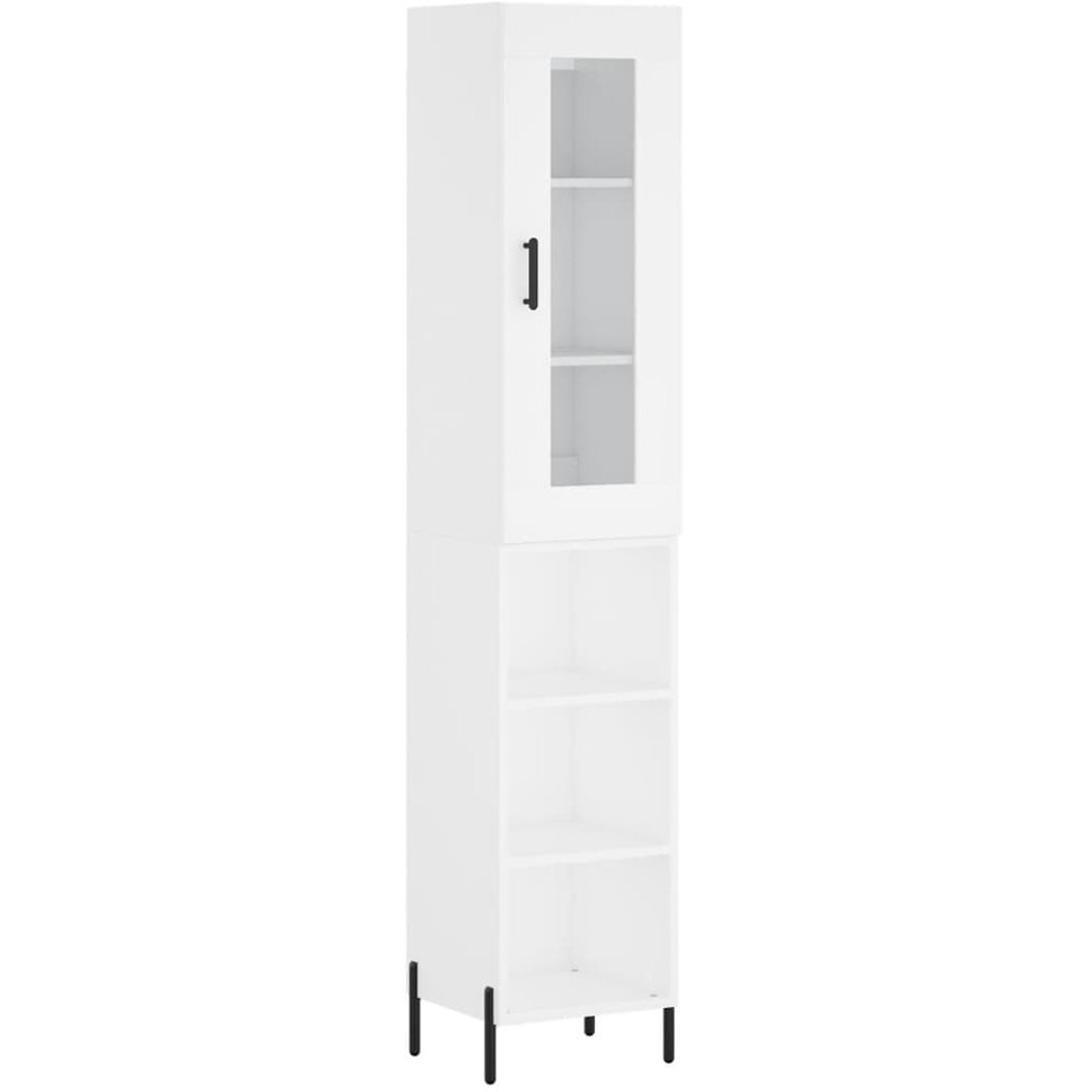 vidaXL Single Door 6 Shelf White Highboard Image 2