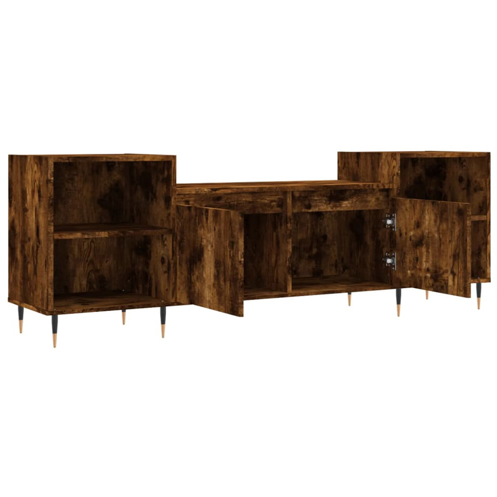 vidaXL 2 Door 4 Open Shelf Smoked Oak TV Cabinet Image 5