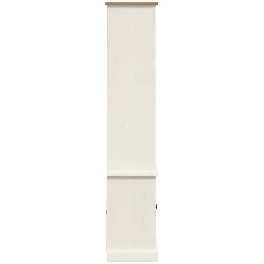 vidaXL 2 Door 4 Shelf White Pine Wood Bookcase Image 6